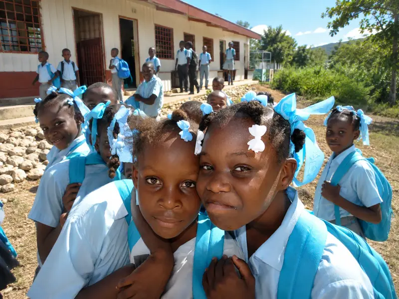 Two students in the mountains of southern Haiti