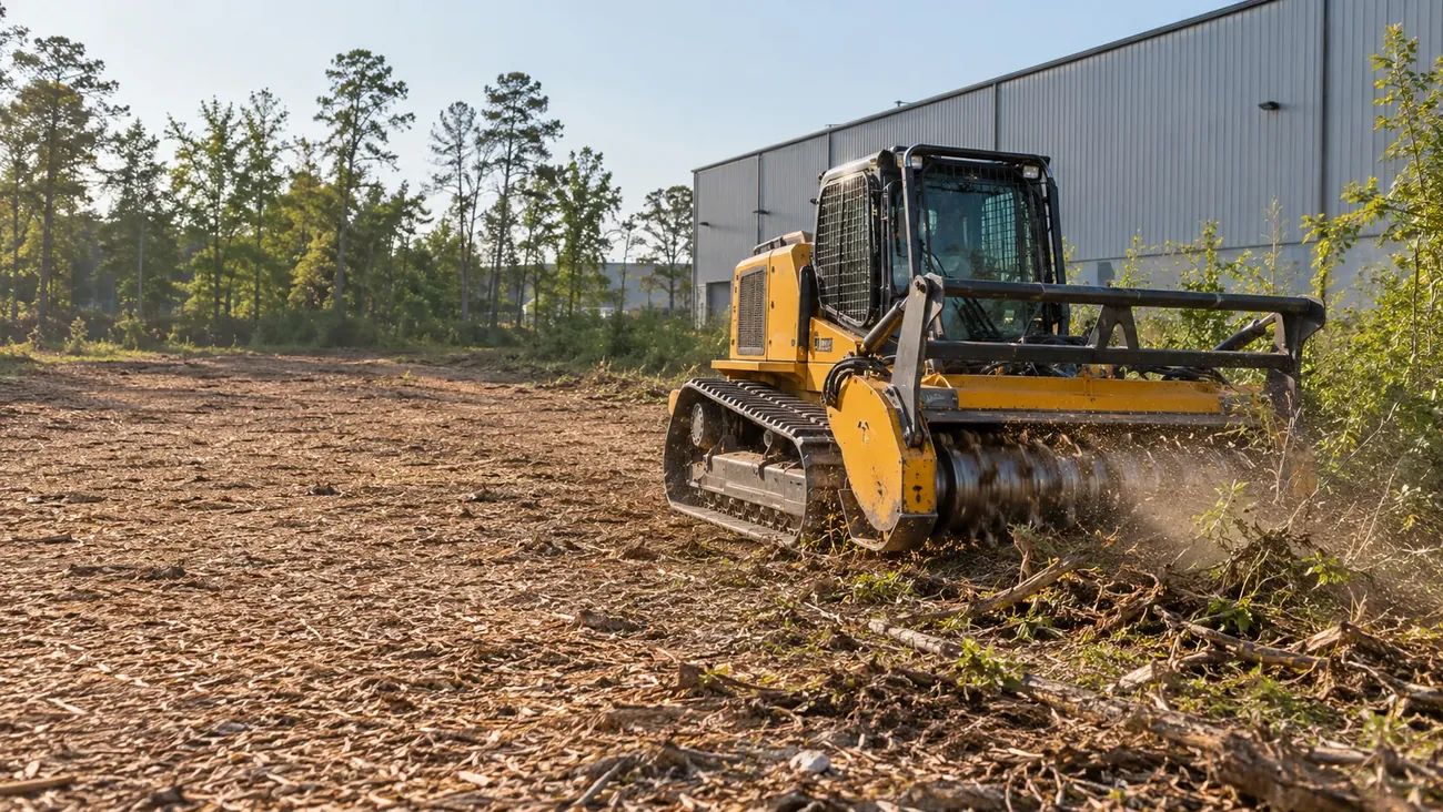 Forestry Mulching equipment and work at a commercial property