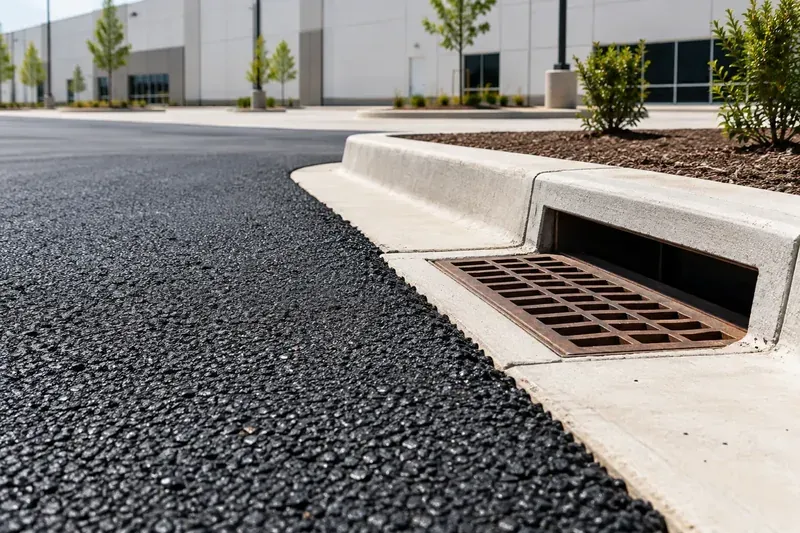 Asphalt surface, curb and drainage preparation