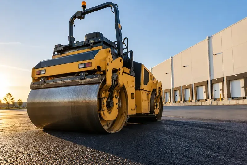 Asphalt paving work on a commercial property