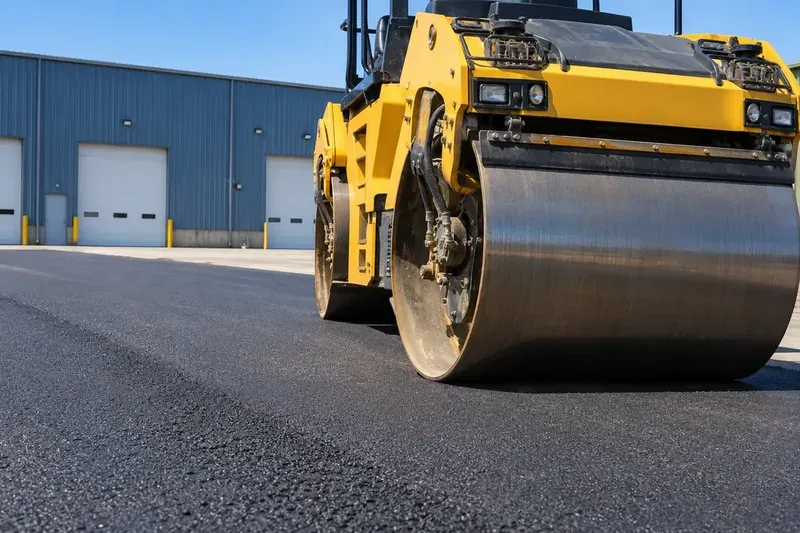 Asphalt paving work on a commercial property