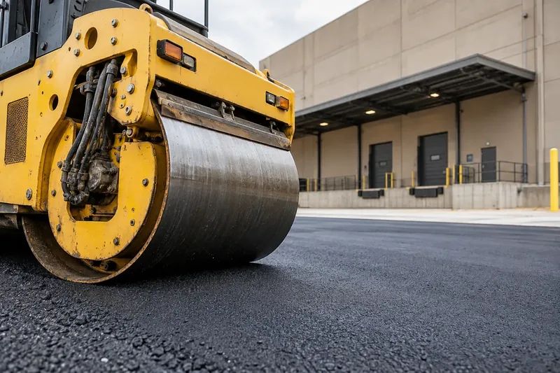Asphalt paving work on a commercial property