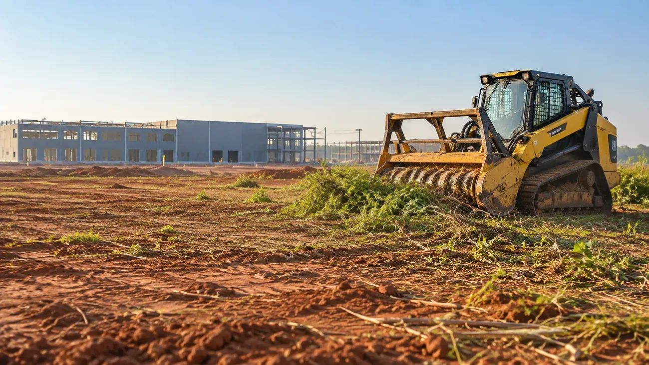 Forestry Mulching equipment and work at a commercial property