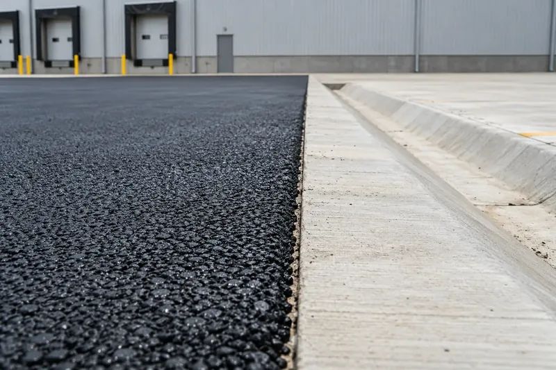 Asphalt surface, curb and drainage preparation