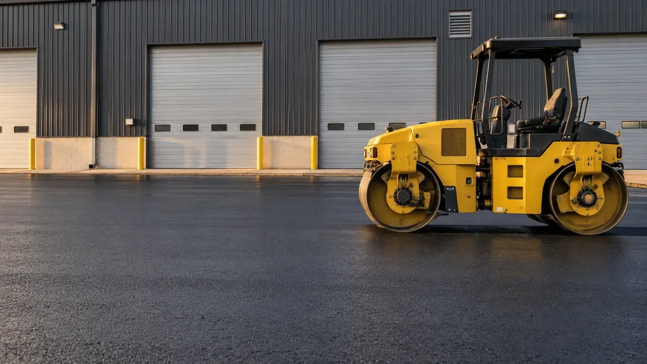 Asphalt Paving equipment and work at a commercial property