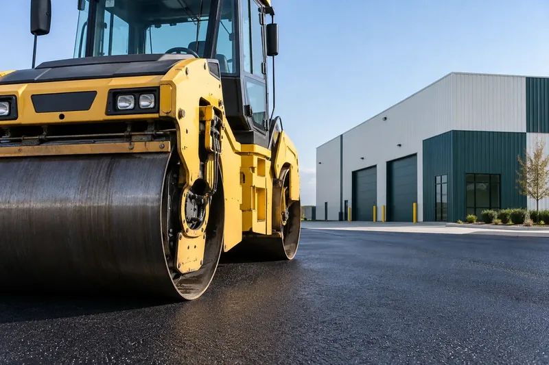 Asphalt paving work on a commercial property