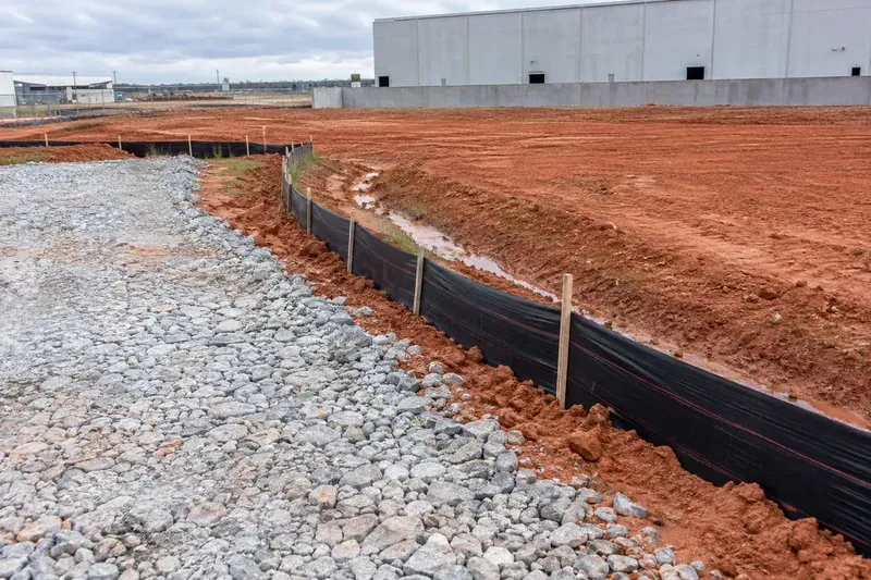 Erosion control and ground preparation on a commercial site