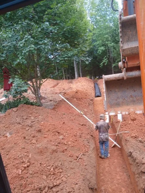 Sewer line installation in progress