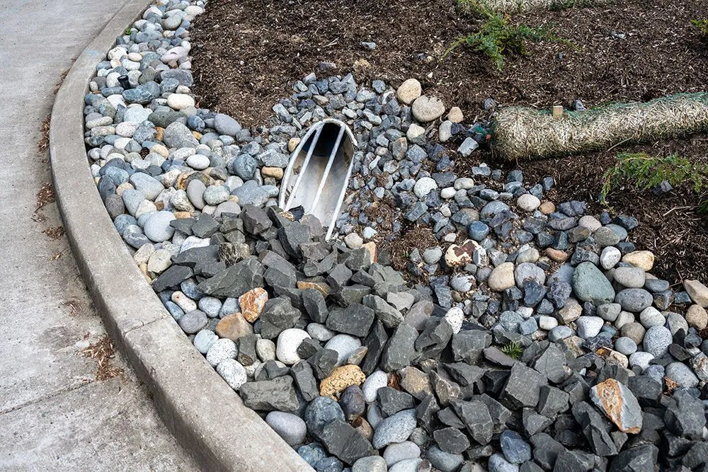 Storm drain installation in progress
