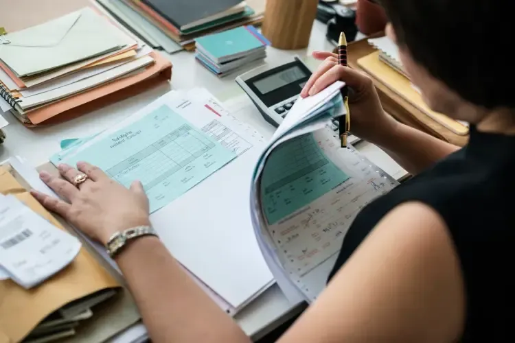Bookkeeping paperwork and financial records