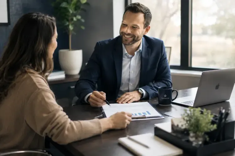 Financial consultant meeting with a business owner