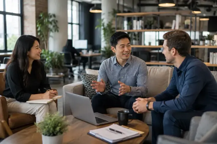Professional service firm team collaborating
