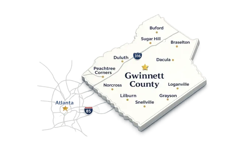 Map of Gwinnett County, Georgia