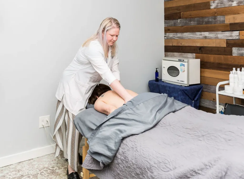 Treatment room at Piedmont Injury Massage, 73 First St., Ste B, in Hoschton, GA