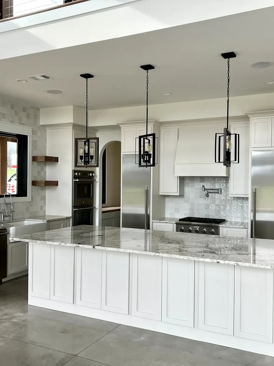 Kitchen and living area in a Southern Pines custom home
