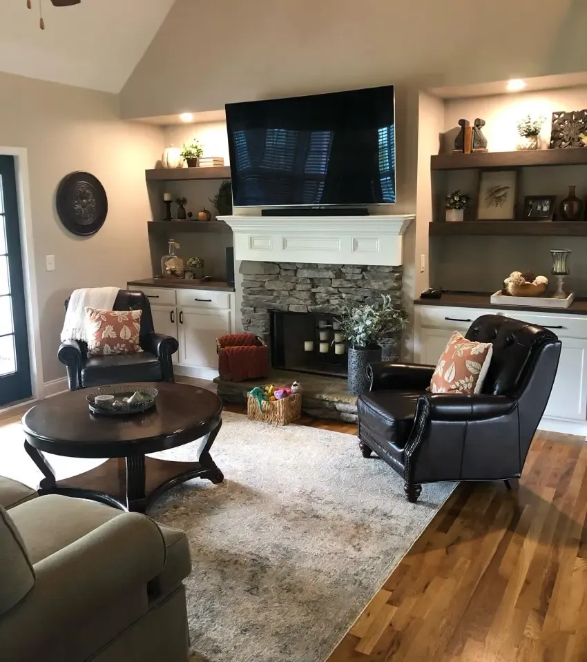Living room shelving & fireplace cabinetry