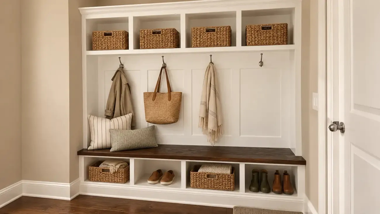 Mudrooms & Entryways in a beautifully decorated home, project photography, digitally styled