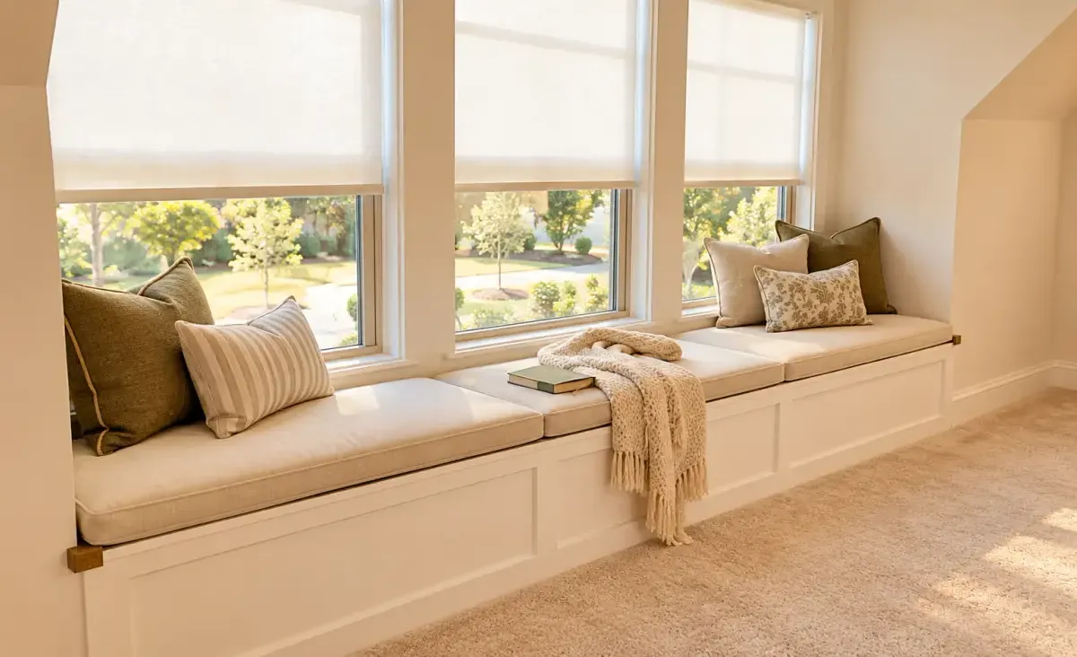 Window bench & storage • digitally styled