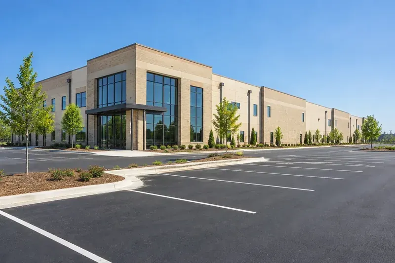 Completed asphalt access and parking at a commercial property