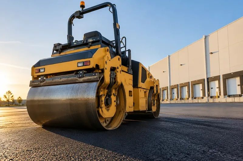 Asphalt paving work on a commercial property