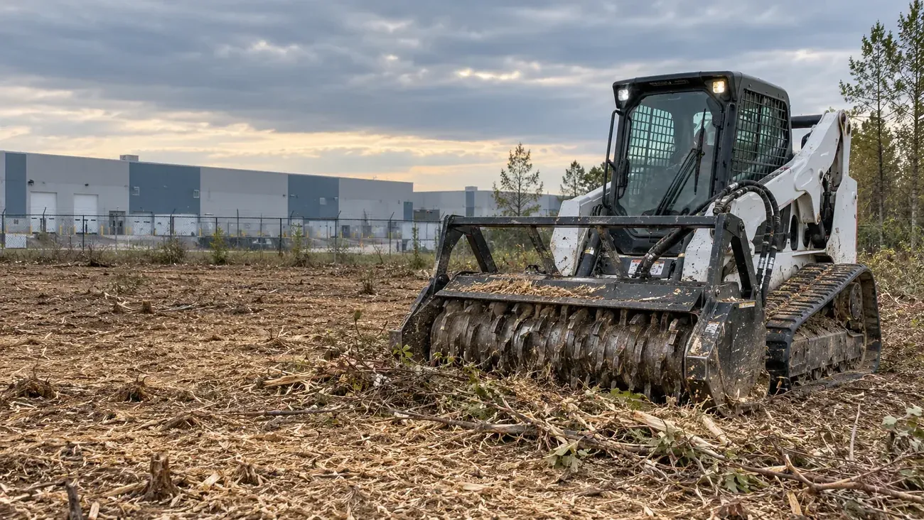 Forestry Mulching equipment and work at a commercial property