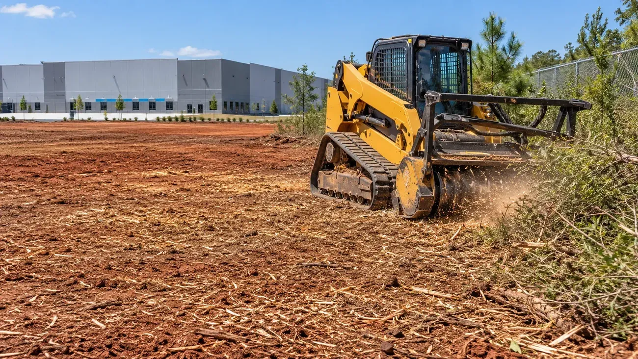 Forestry Mulching equipment and work at a commercial property