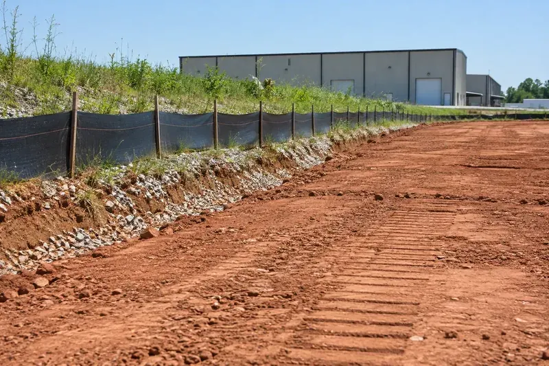 Erosion control and ground preparation on a commercial site