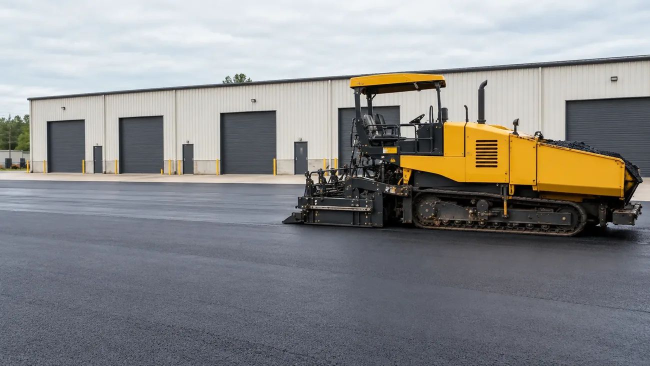 Asphalt Paving equipment and work at a commercial property