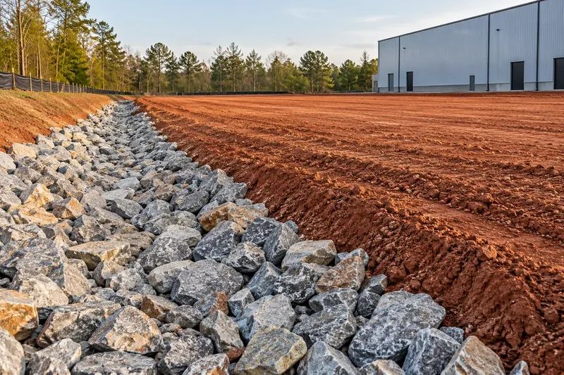 Erosion control and ground preparation on a commercial site