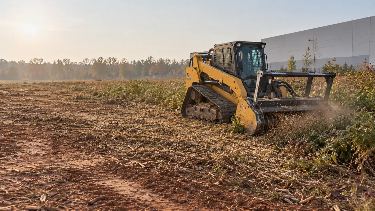 Forestry Mulching equipment and work at a commercial property