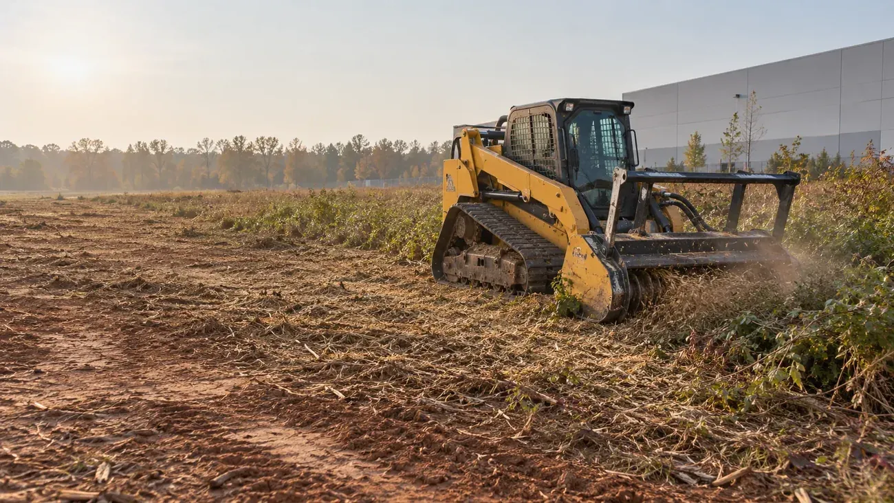 Forestry Mulching equipment and work at a commercial property