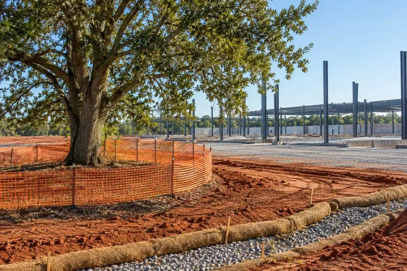 Erosion control and ground preparation on a commercial site